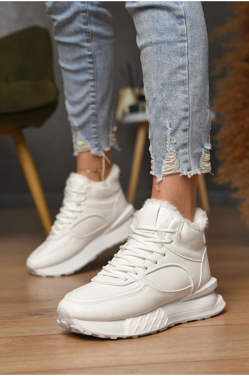 Кроссовки женские на меху белого цвета м99-2 182713