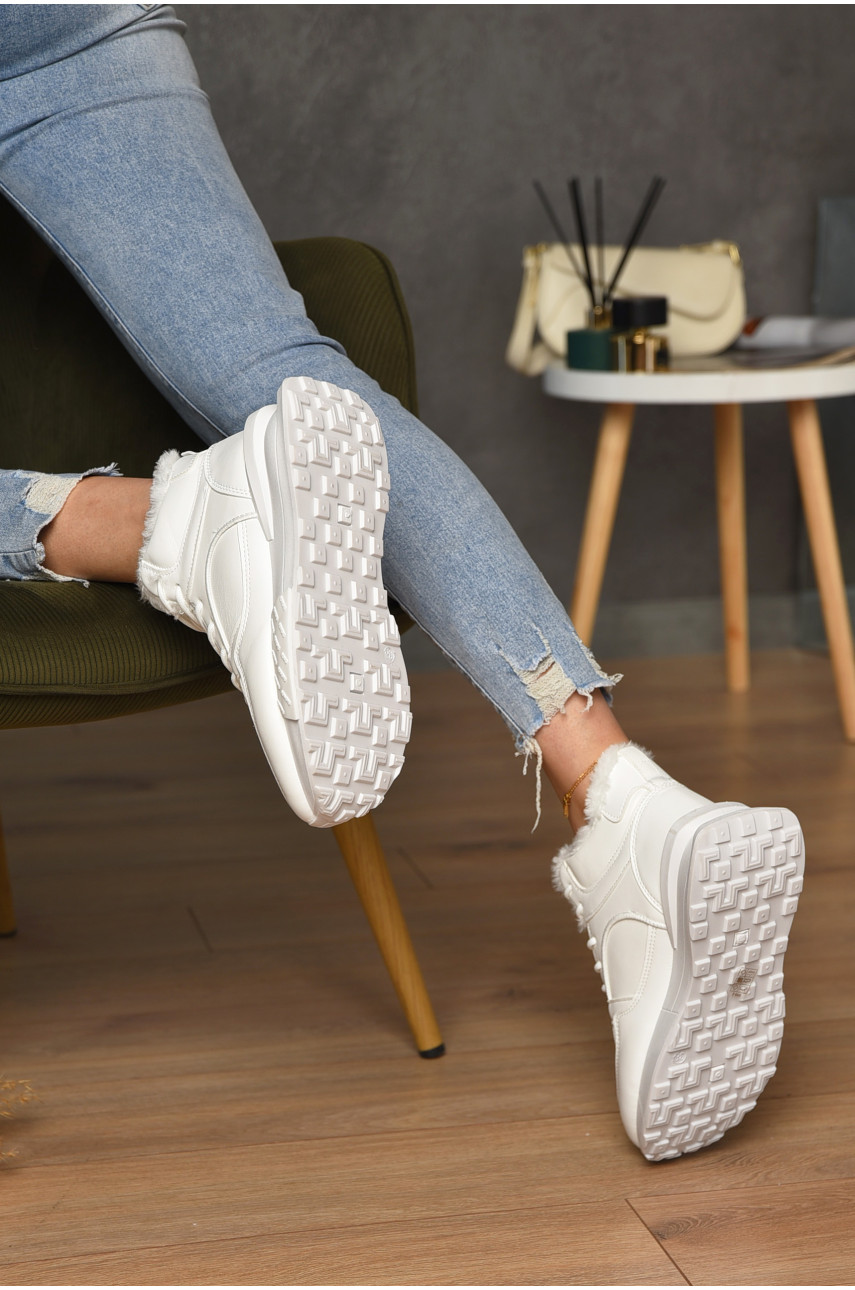 Кроссовки женские на меху белого цвета м99-2 182713