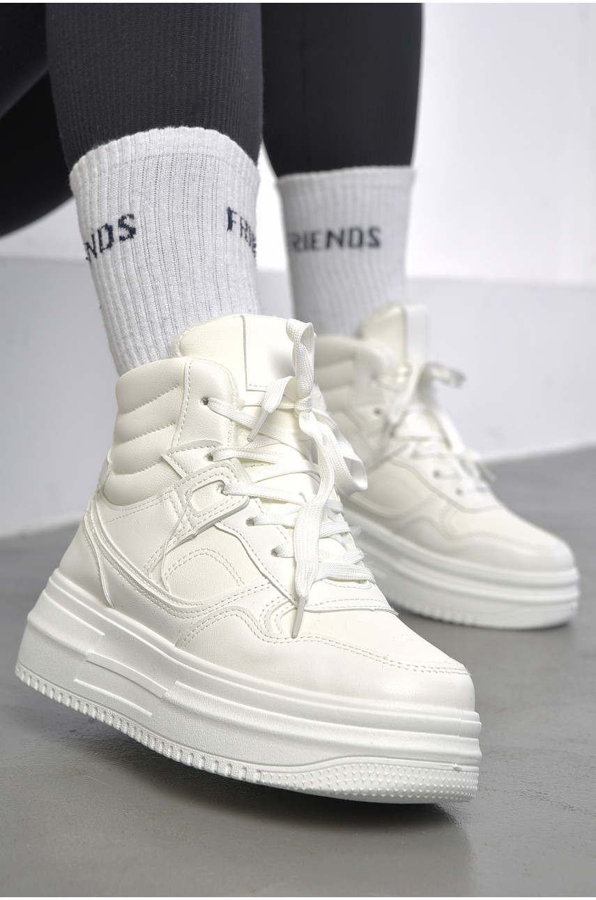 Кросівки жіночі на хутрі білого кольору м91-2 182715