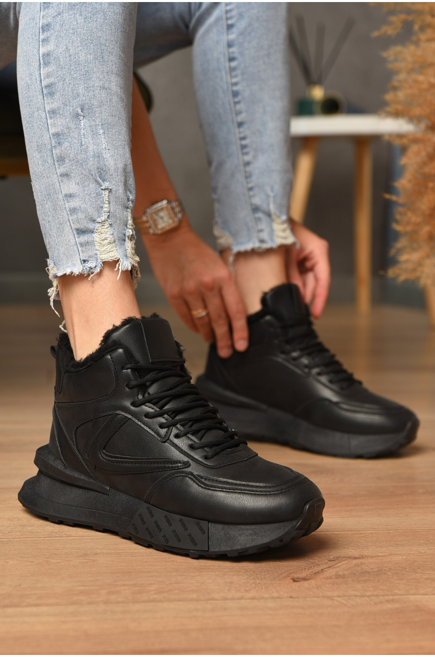 Кроссовки женские на меху черного цвета м97-1 182717