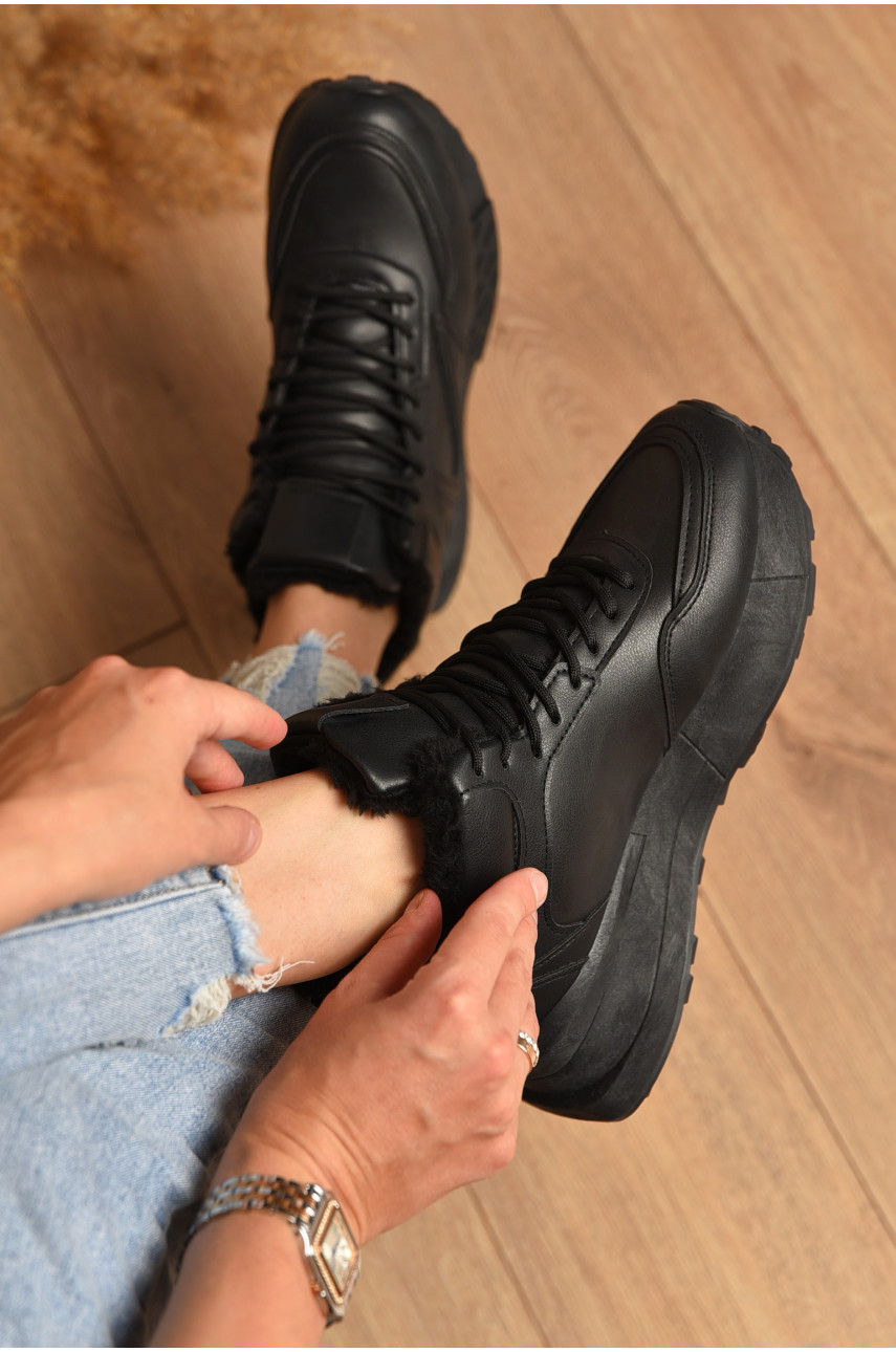 Кроссовки женские на меху черного цвета м97-1 182717