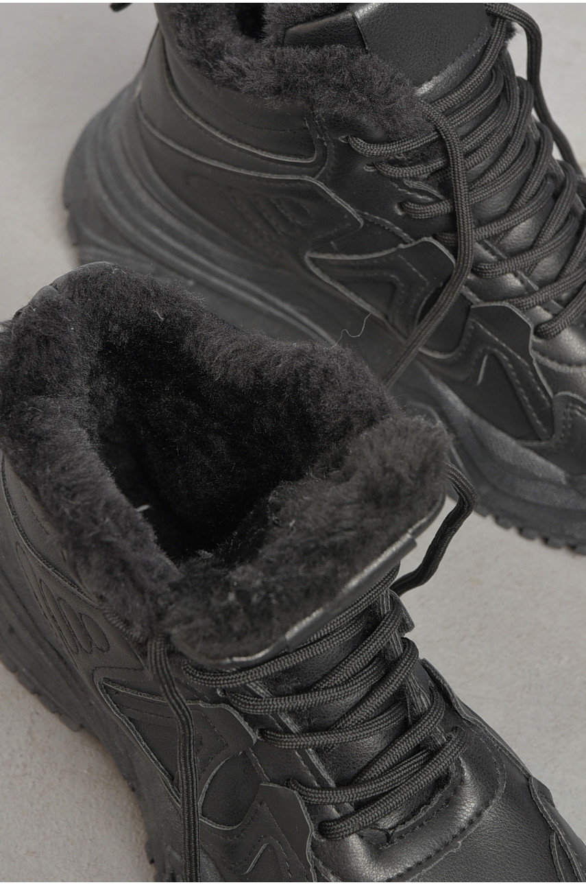 Кроссовки женские на меху черного цвета м96-1 182719