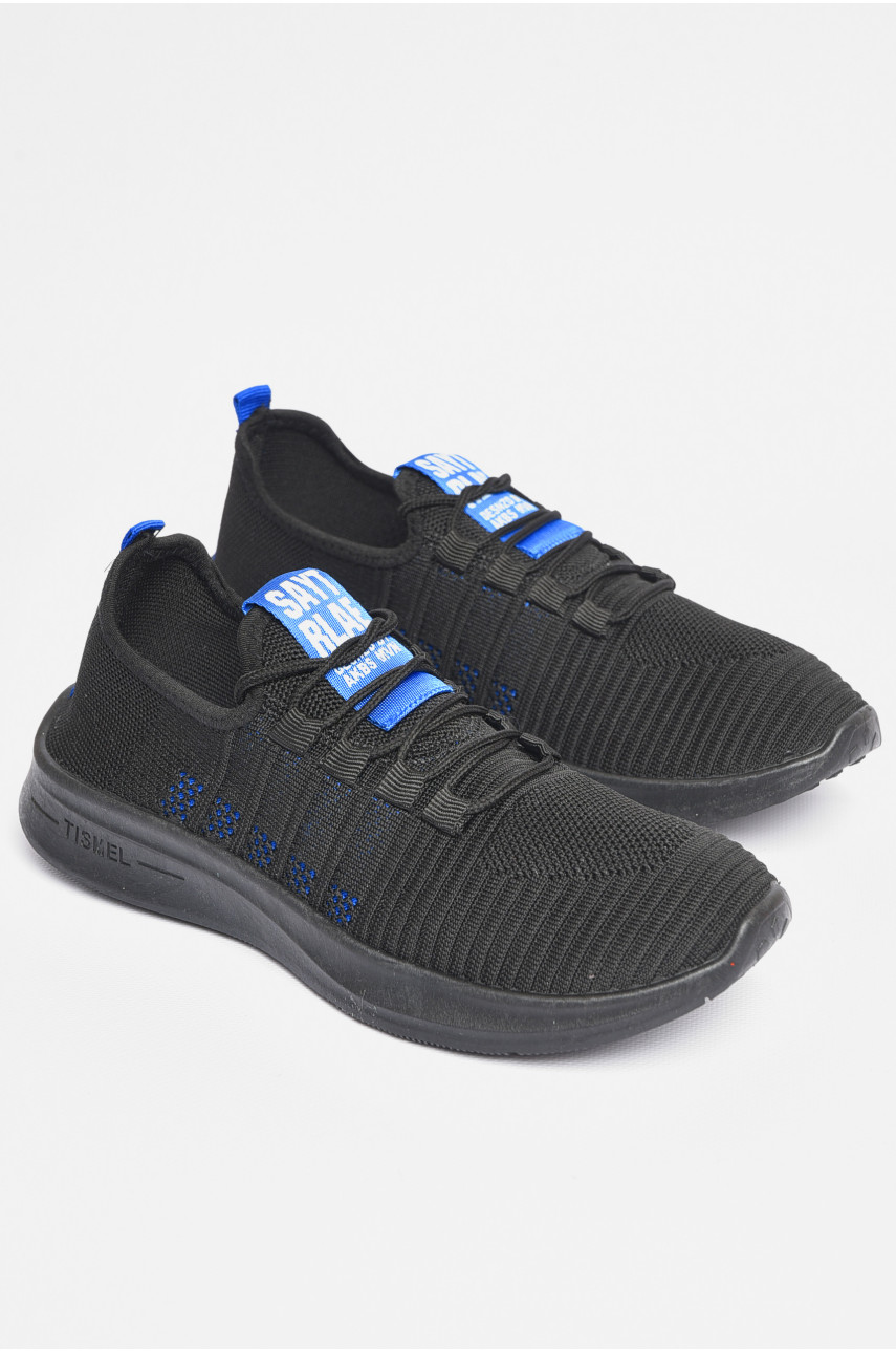 Кросівки чоловічі текстиль чорного кольору з синіми вставками КМ-15D 182732