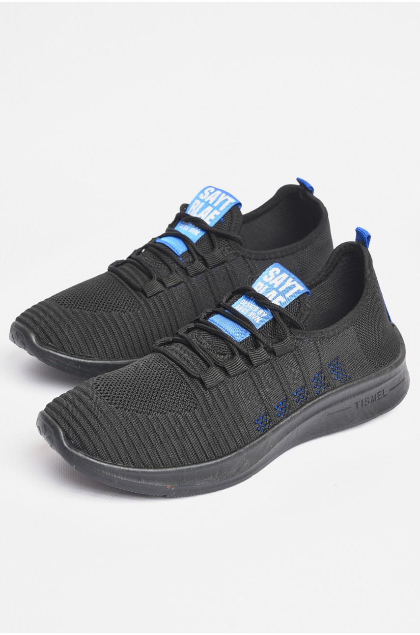 Кросівки чоловічі текстиль чорного кольору з синіми вставками КМ-15D 182732