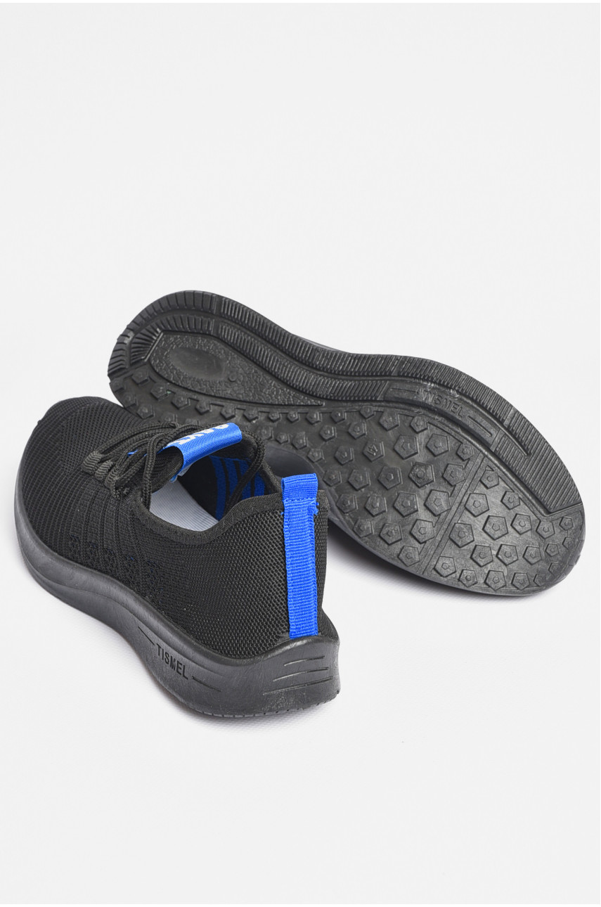 Кросівки чоловічі текстиль чорного кольору з синіми вставками КМ-15D 182732