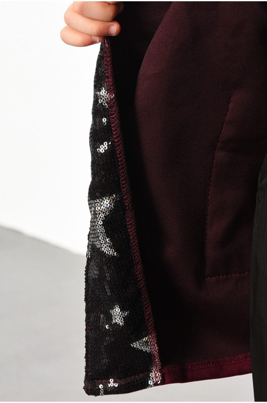 Кардиган детский для девочки без рукавов бордового цвета 182734 Кардиган детский для девочки без рукавов бордового цвета 182734