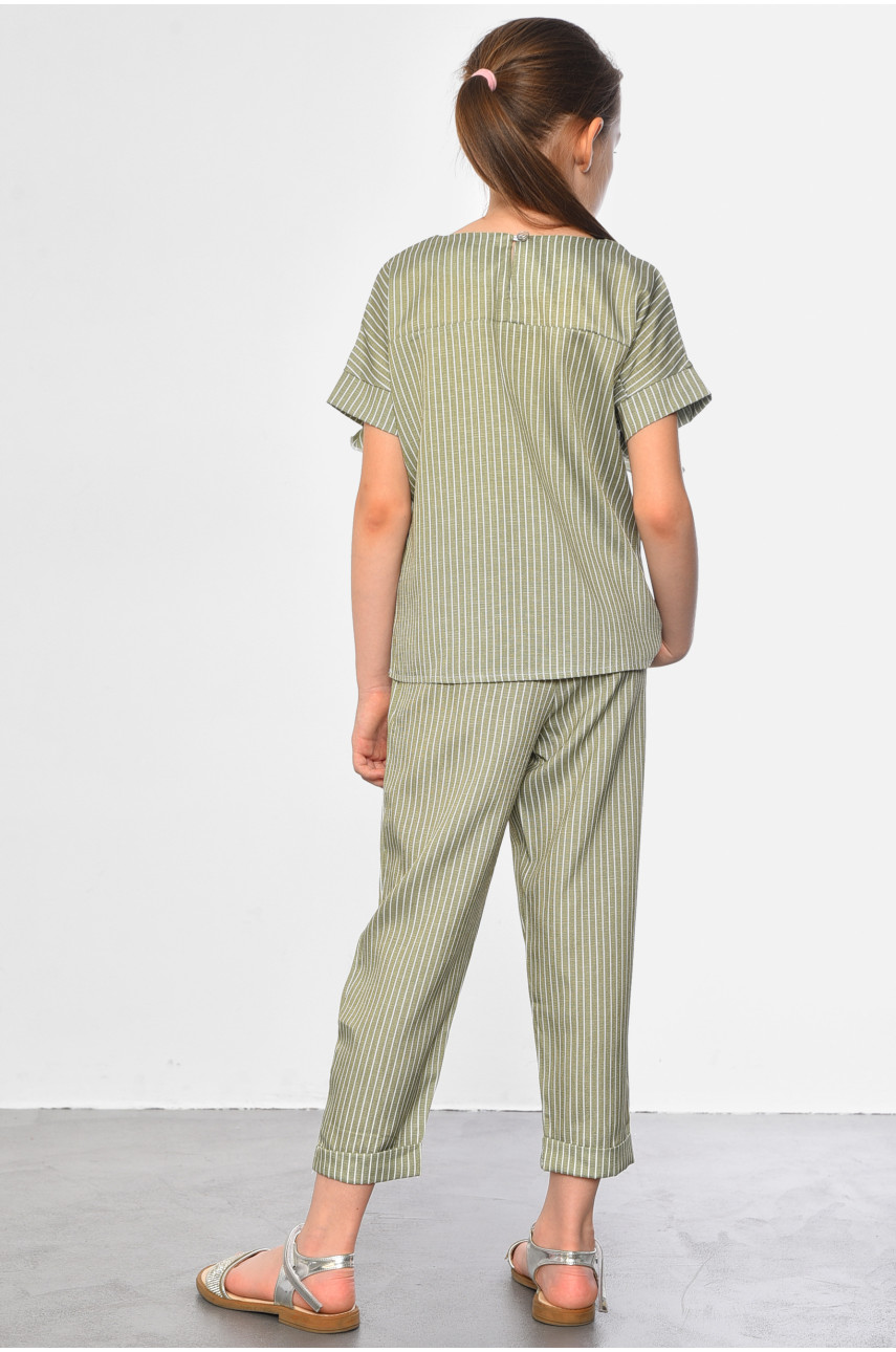 Костюм детский для девочки оливкового цвета 182742