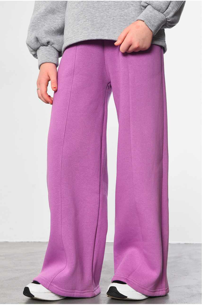 Штани підліткові для дівчинки на флісі фіолетового кольору 182760