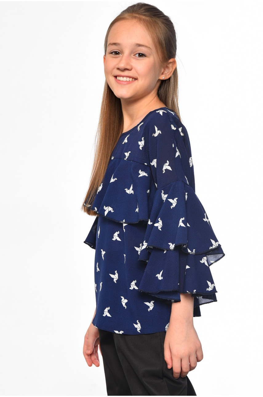 Блуза дитяча для дівчинки темно-синього кольору 182788 Блуза дитяча для дівчинки темно-синього кольору 182788