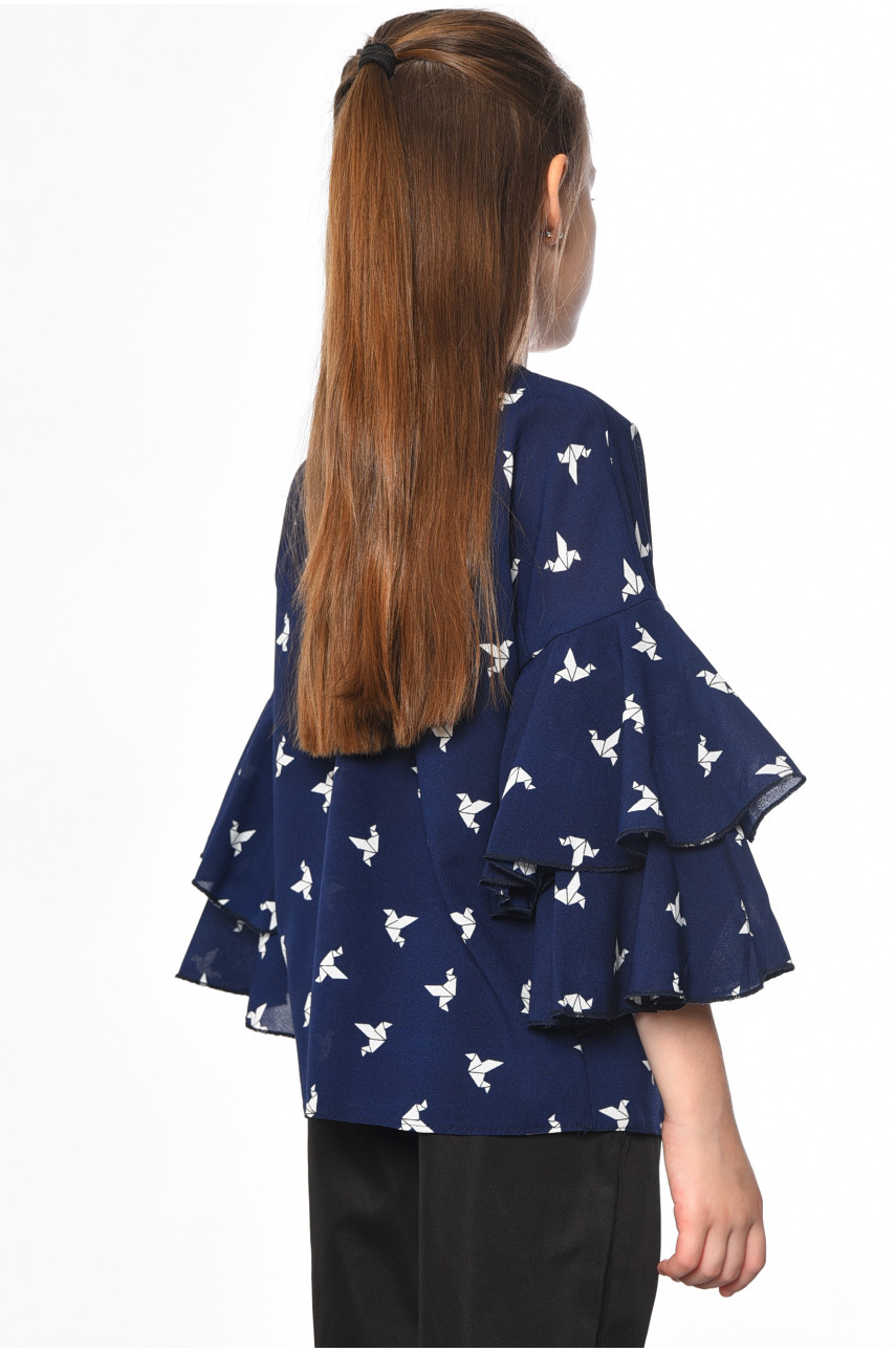 Блуза дитяча для дівчинки темно-синього кольору 182788 Блуза дитяча для дівчинки темно-синього кольору 182788