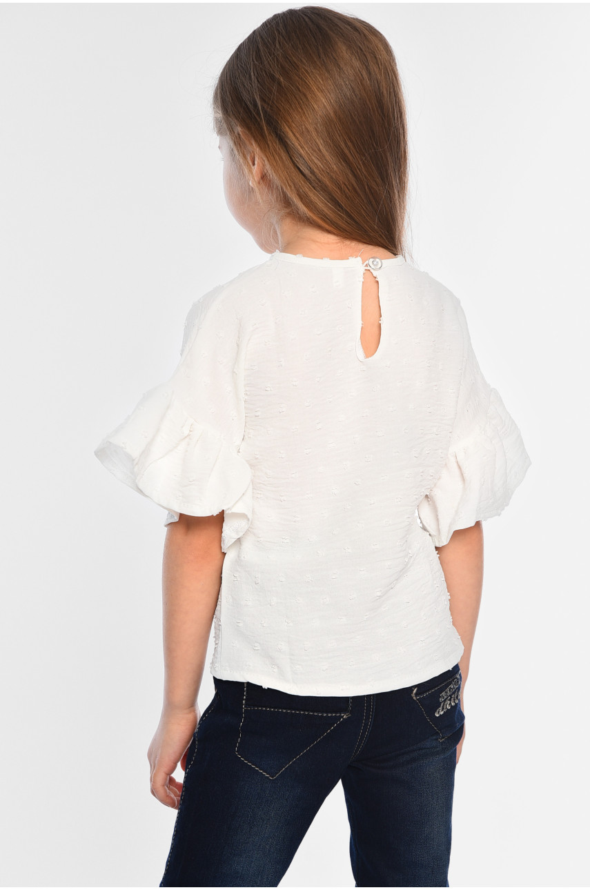 Блуза дитяча для дівчинки білого кольору 182825 Блуза дитяча для дівчинки білого кольору 182825