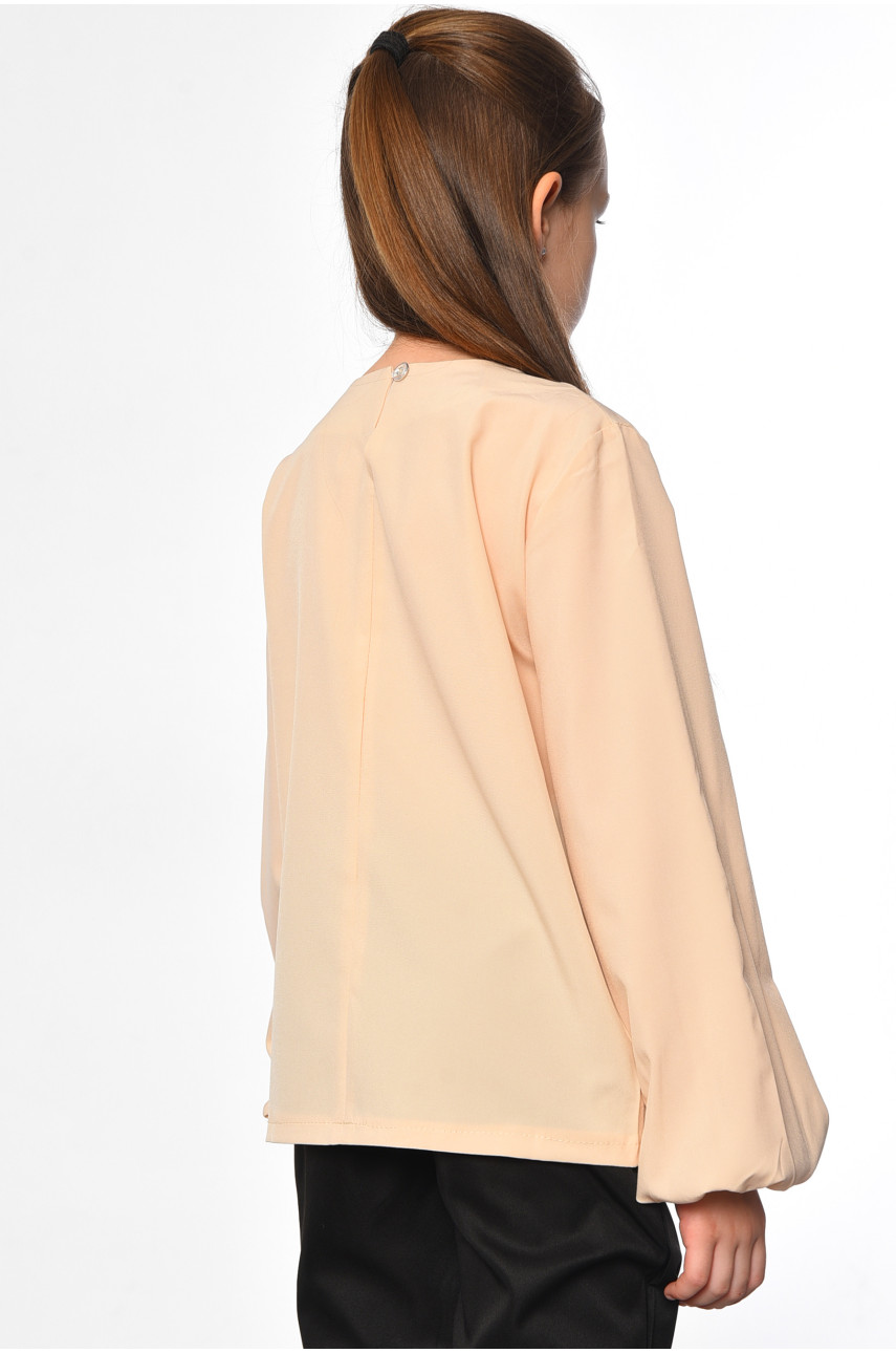 Блуза детская для девочки бежевого цвета 182831 Блуза детская для девочки бежевого цвета 182831