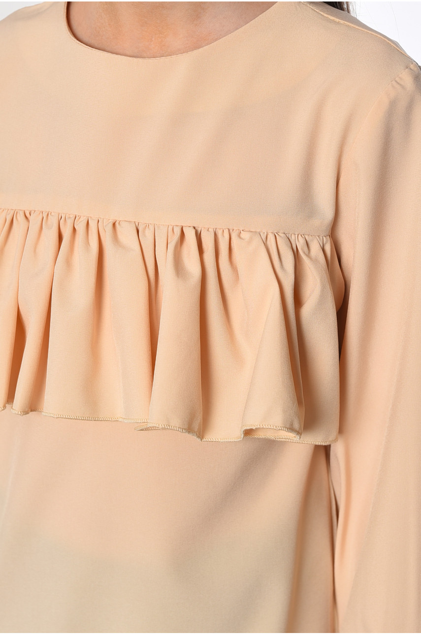 Блуза детская для девочки бежевого цвета 182831 Блуза детская для девочки бежевого цвета 182831