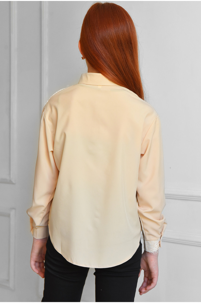 Блуза подростковая для девочки бежевого цвета 182836 Блуза подростковая для девочки бежевого цвета 182836