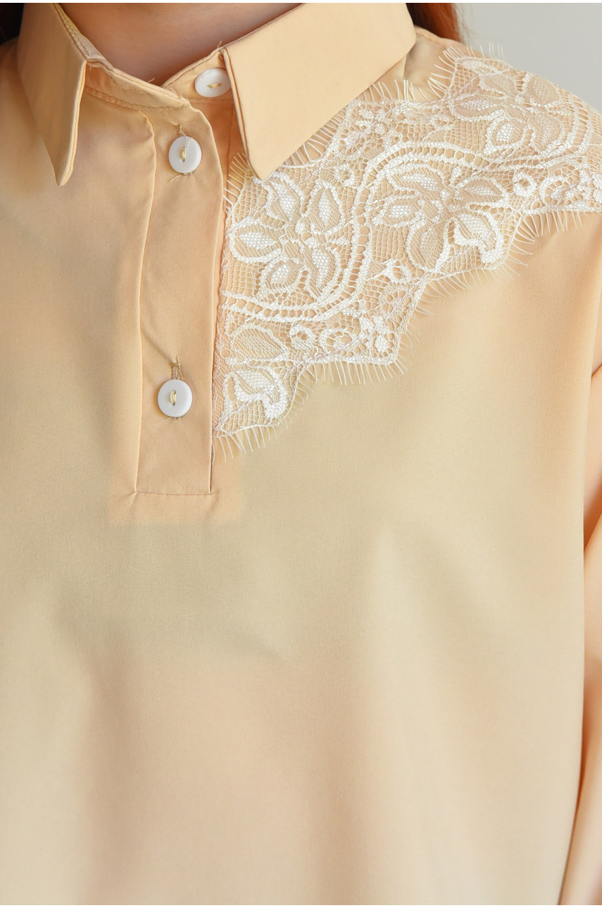 Блуза подростковая для девочки бежевого цвета 182836 Блуза подростковая для девочки бежевого цвета 182836