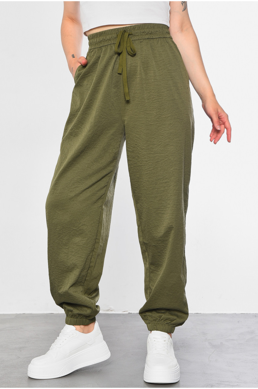 Штани жіночі напівбатальні однотонні кольору хакі А4096-1 182923 Штани жіночі напівбатальні однотонні кольору хакі А4096-1 182923