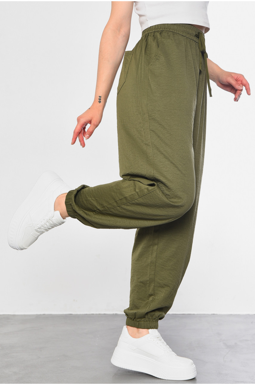 Штани жіночі напівбатальні однотонні кольору хакі А4096-1 182923 Штани жіночі напівбатальні однотонні кольору хакі А4096-1 182923