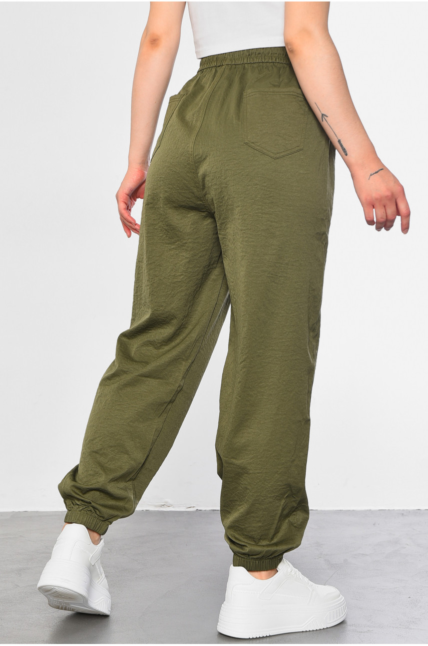 Штани жіночі напівбатальні однотонні кольору хакі А4096-1 182923 Штани жіночі напівбатальні однотонні кольору хакі А4096-1 182923