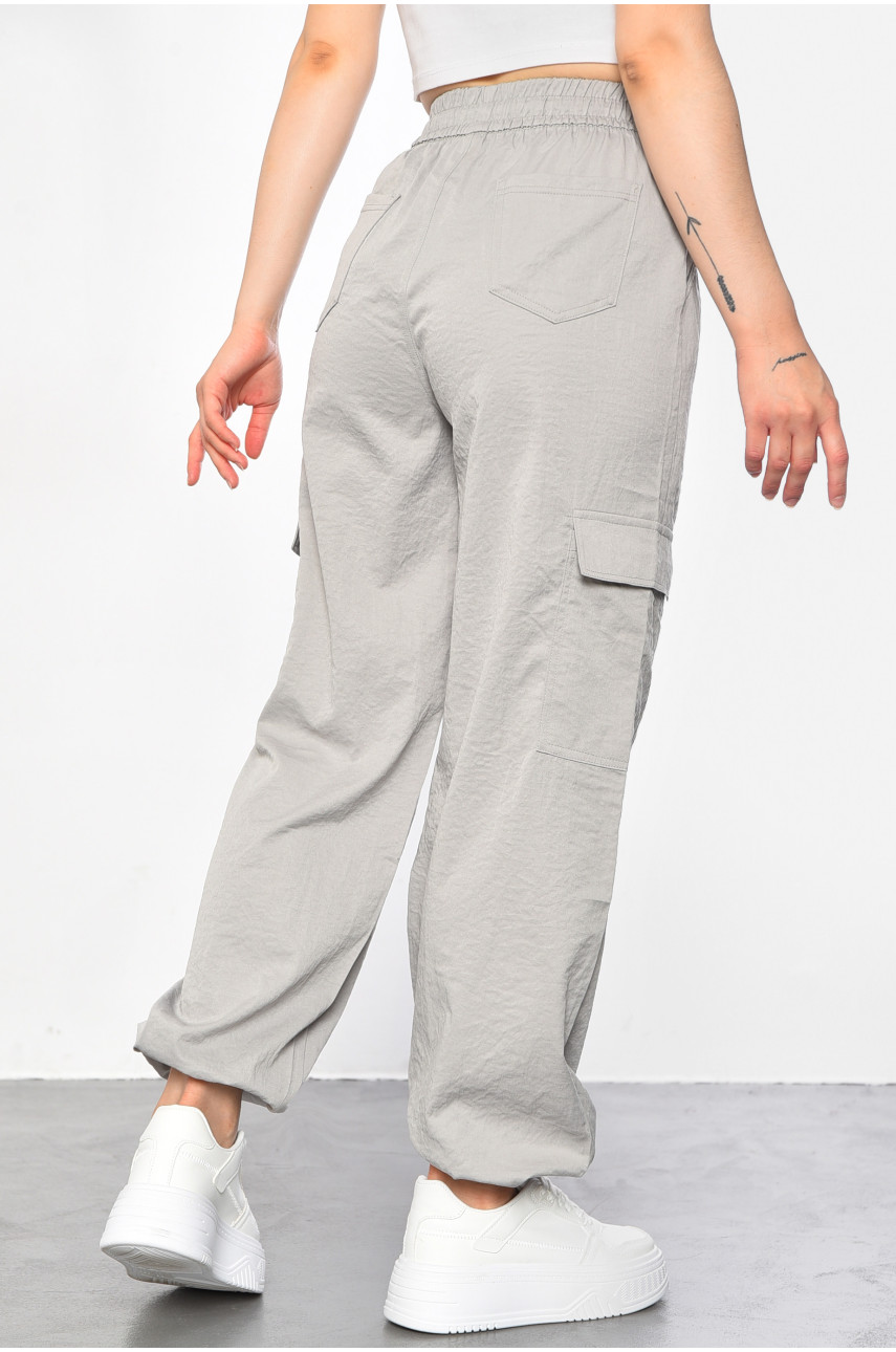 Штаны женские однотонные светло-серого цвета 9500-1 182925