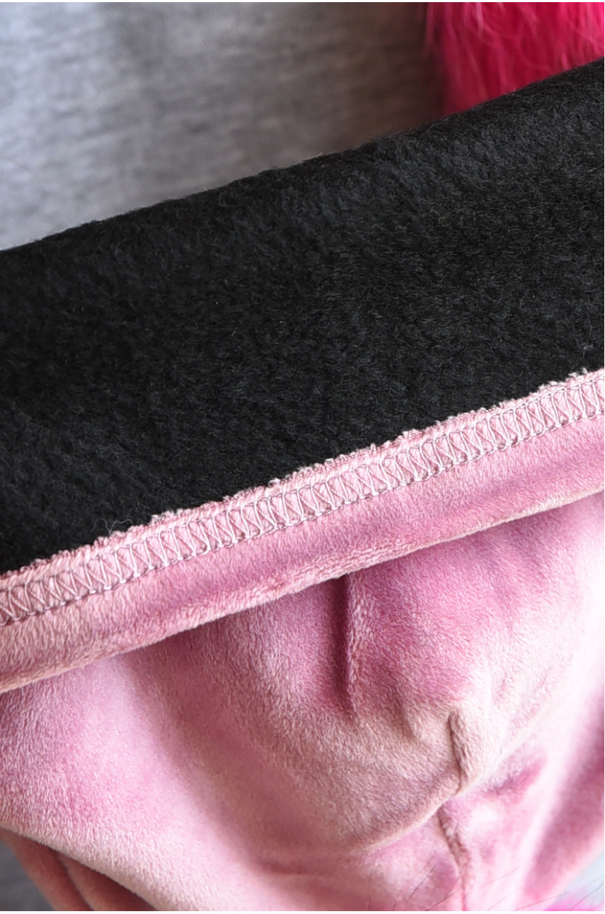 Набор шапка+шарф подростковый для девочки велюровый  розового цвета 208 182950