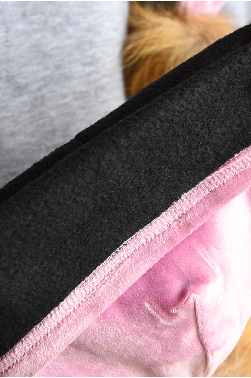 Набір шапка+шарф підлітковий для дівчинки велюровий рожевого кольору 210 182952