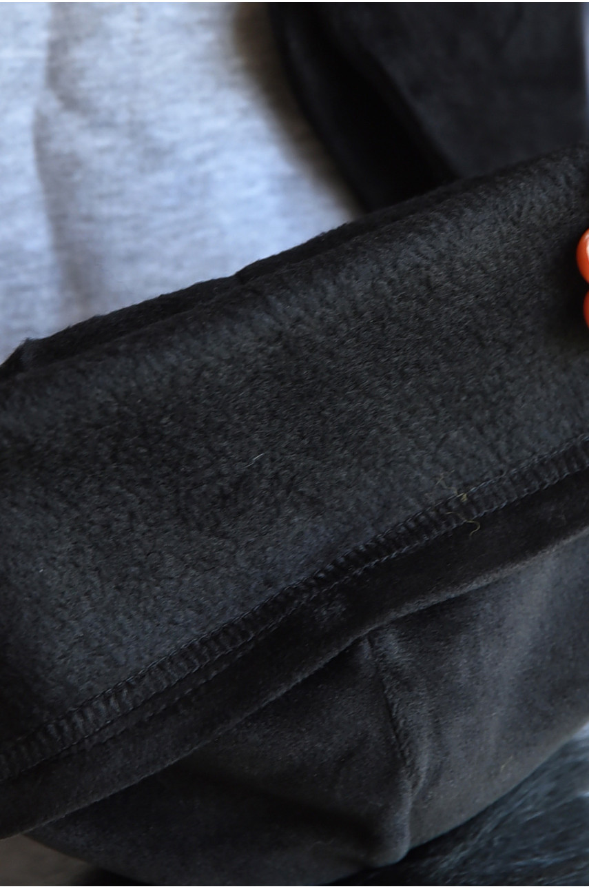 Набор шапка+шарф подростковый для девочки велюровый  черного цвета 212 182954