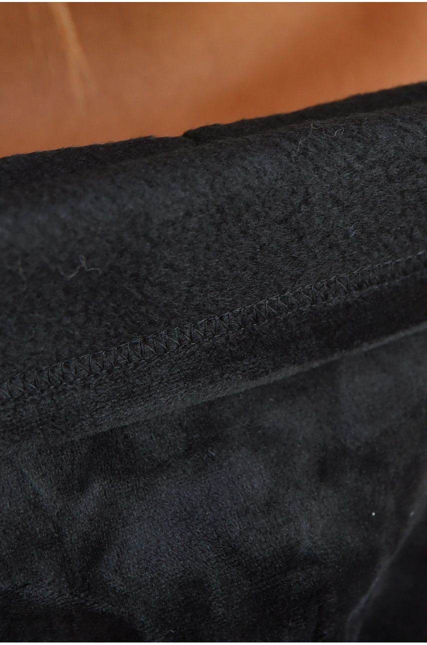 Набор шапка+шарф подростковый для девочки велюровый  черного цвета 219 182961