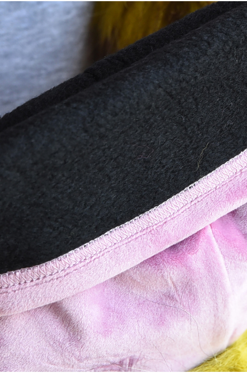 Набор шапка+шарф подростковый для девочки велюровый  розового цвета 220 182962