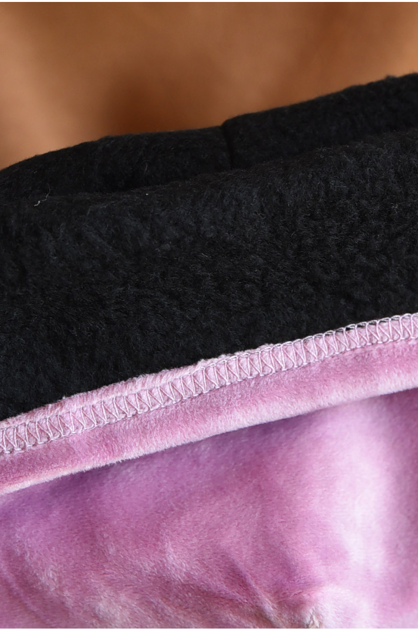 Набор шапка+шарф подростковый для девочки велюровый  розового цвета 232 182977