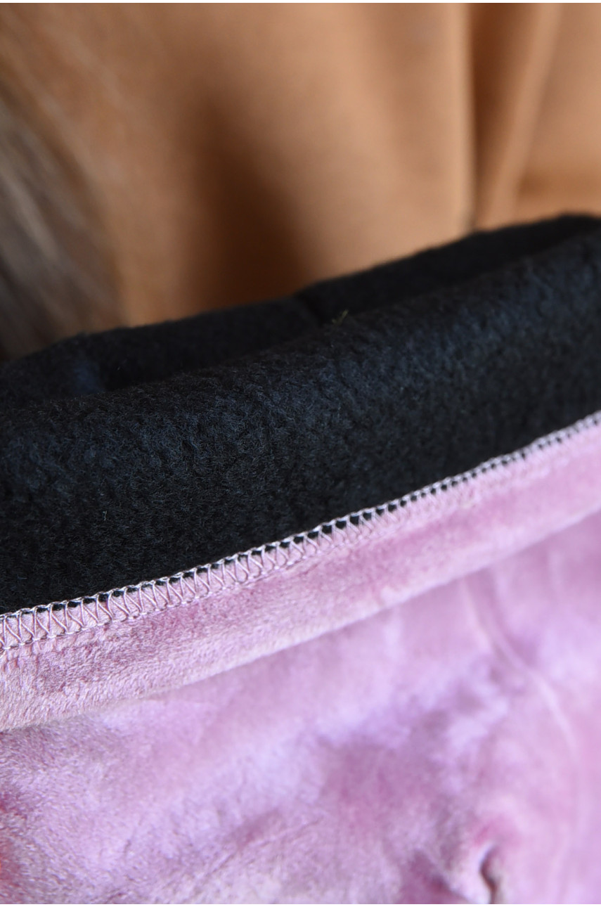 Набор шапка+шарф подростковый для девочки велюровый  розового цвета 233 182978