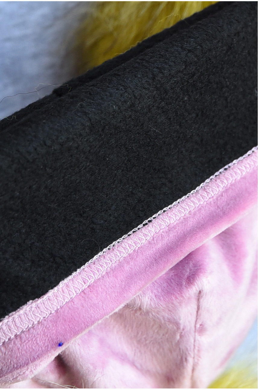 Набор шапка+шарф подростковый для девочки велюровый  розового цвета 235 182980