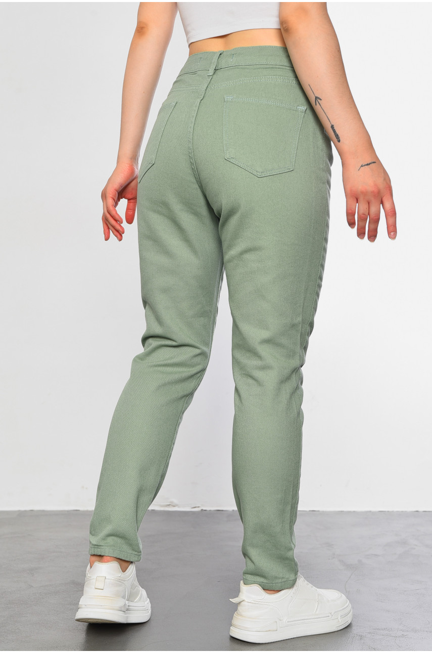 Джинсы женские зауженные оливкового цвета 182993 Джинсы женские зауженные оливкового цвета 182993