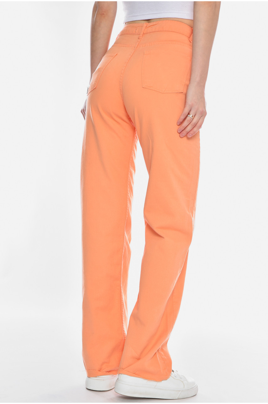 Джинсы женские прямые светло-оранжевого цвета 183000
