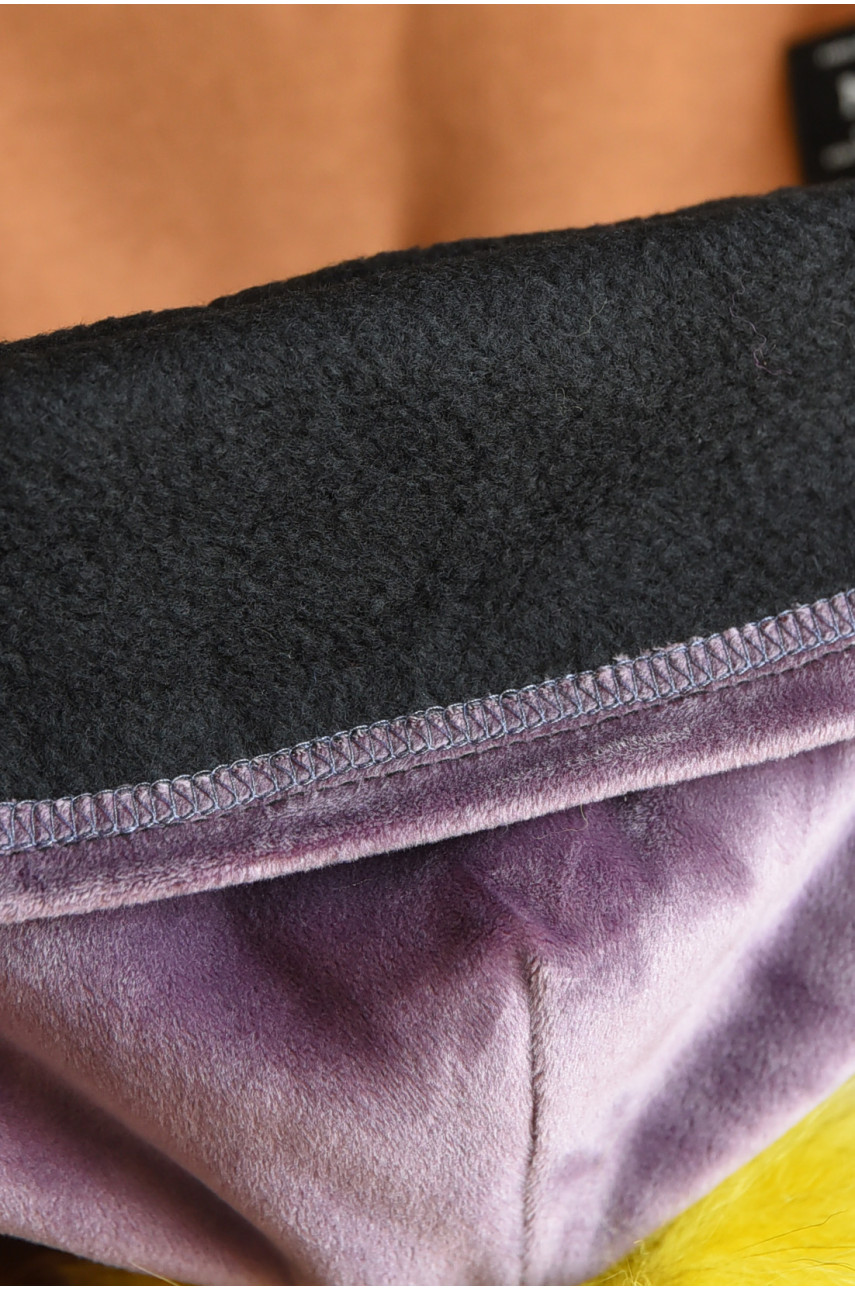 Набор шапка+шарф подростковый для девочки велюровый  сиреневого цвета 258 183022