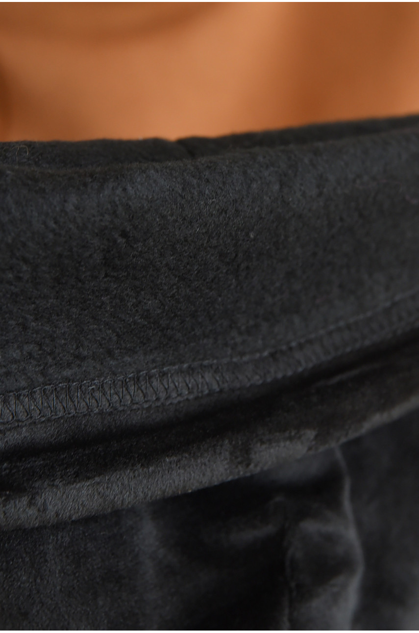 Набор шапка+шарф подростковый для девочки велюровый  черного цвета 260 183023