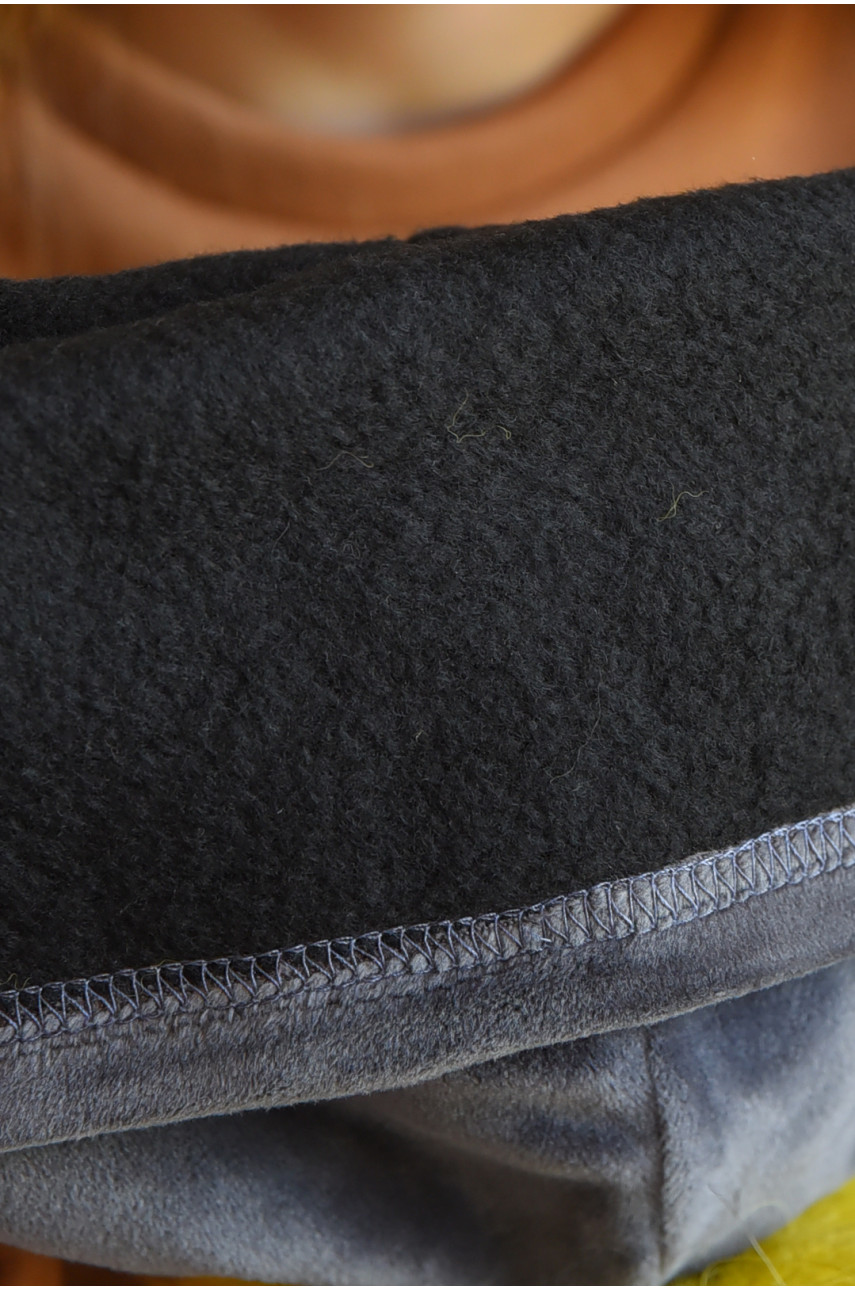 Набор шапка+шарф подростковый для девочки велюровый  серого цвета 263 183026