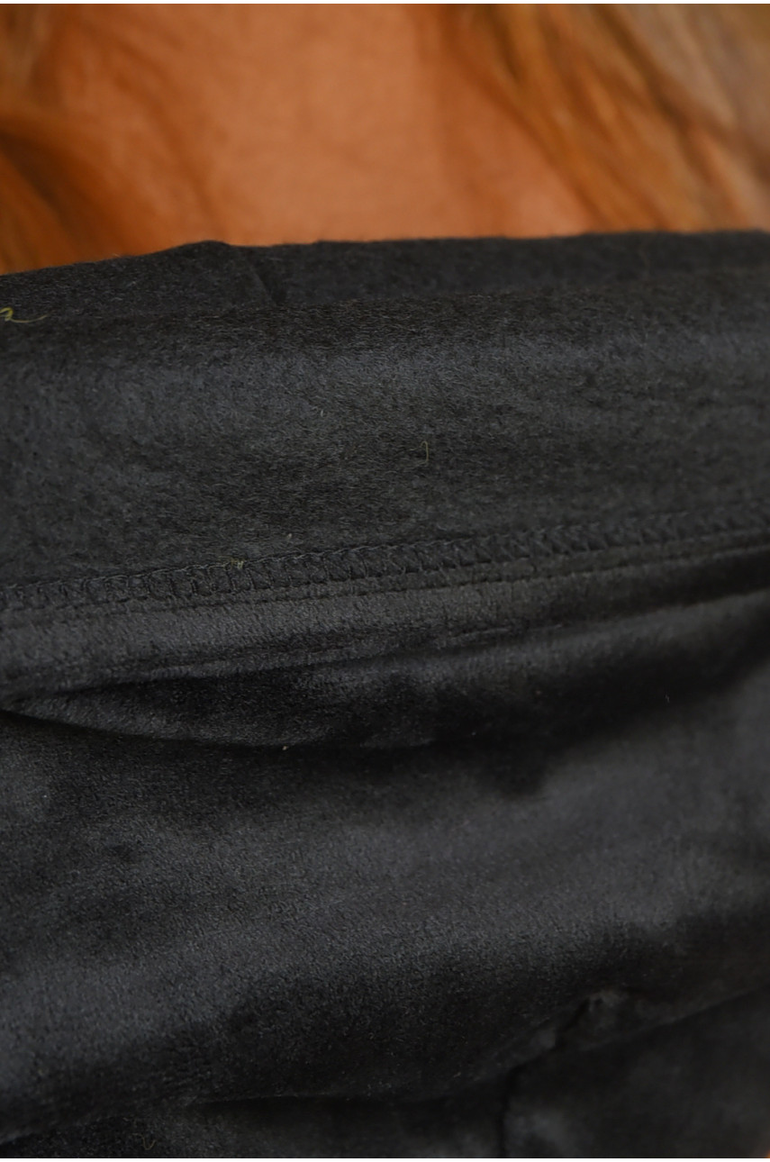 Набор шапка+шарф подростковый для девочки велюровый  черного цвета 268 183030