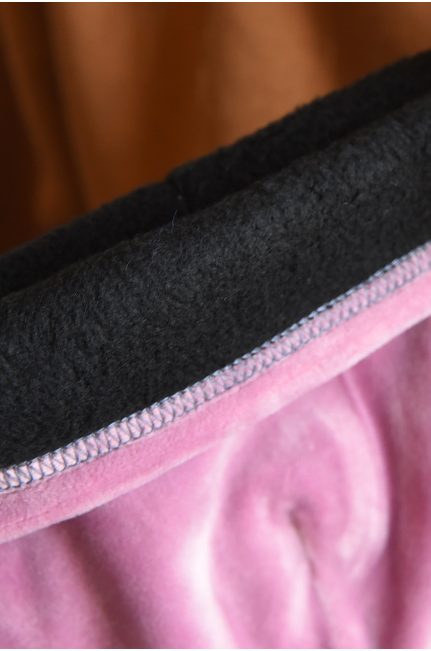 Набор шапка+шарф подростковый для девочки велюровый  розового цвета 275 183036