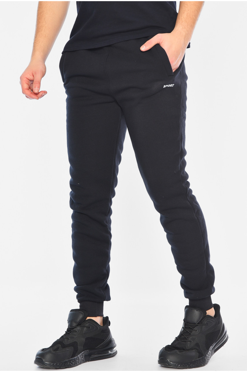 Спортивные штаны мужские на флисе темно-синего цвета 07005 183051