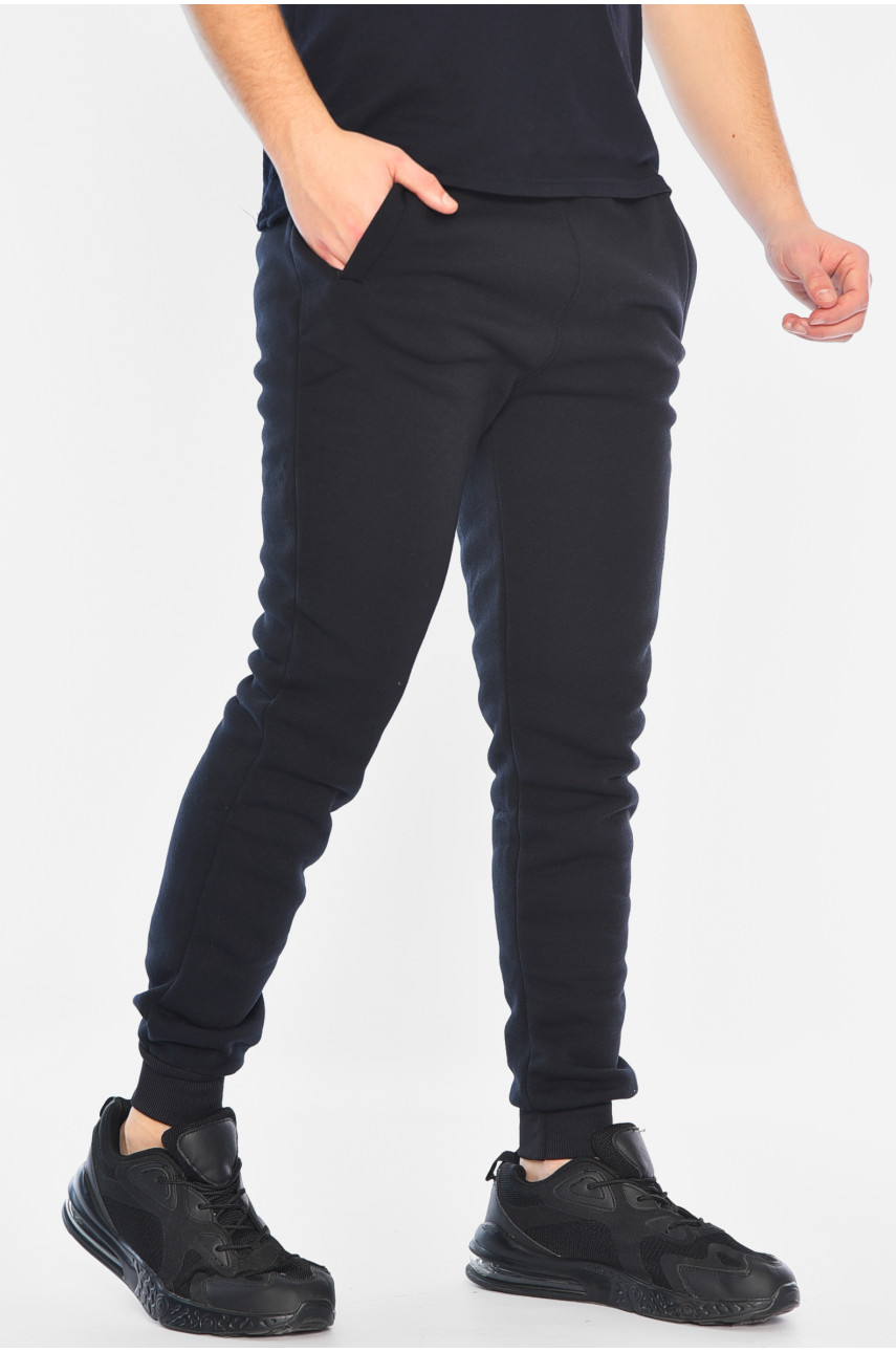 Спортивные штаны мужские на флисе темно-синего цвета 07005 183051