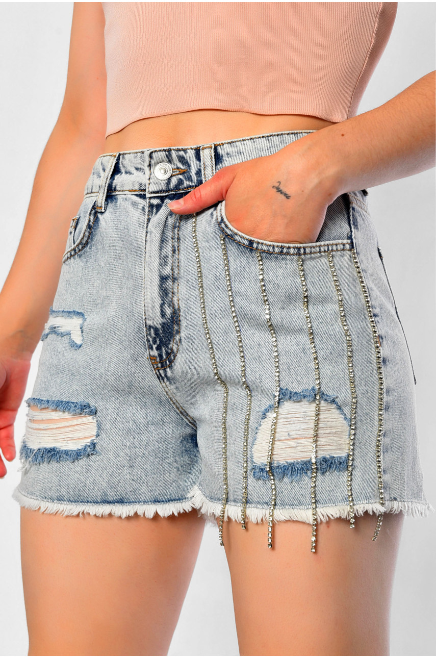 Шорты женские джинсовые голубого цвета 183059 Шорты женские джинсовые голубого цвета 183059