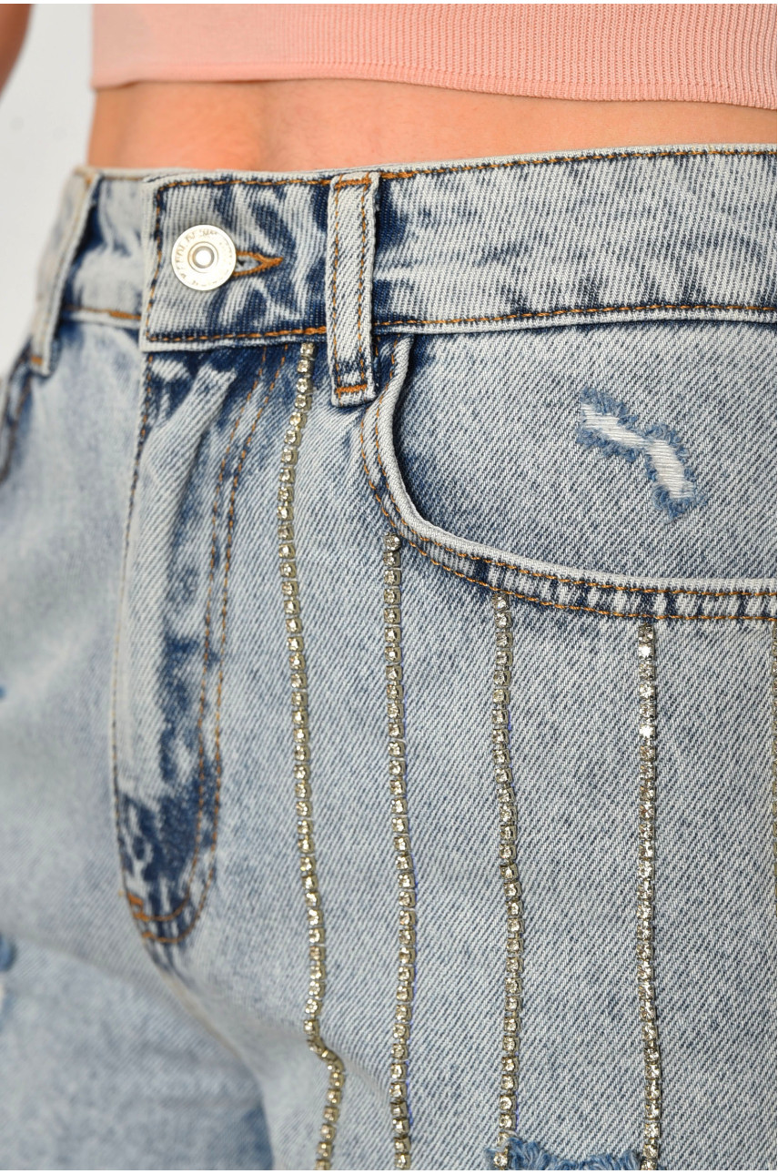 Шорты женские джинсовые голубого цвета 183059 Шорты женские джинсовые голубого цвета 183059