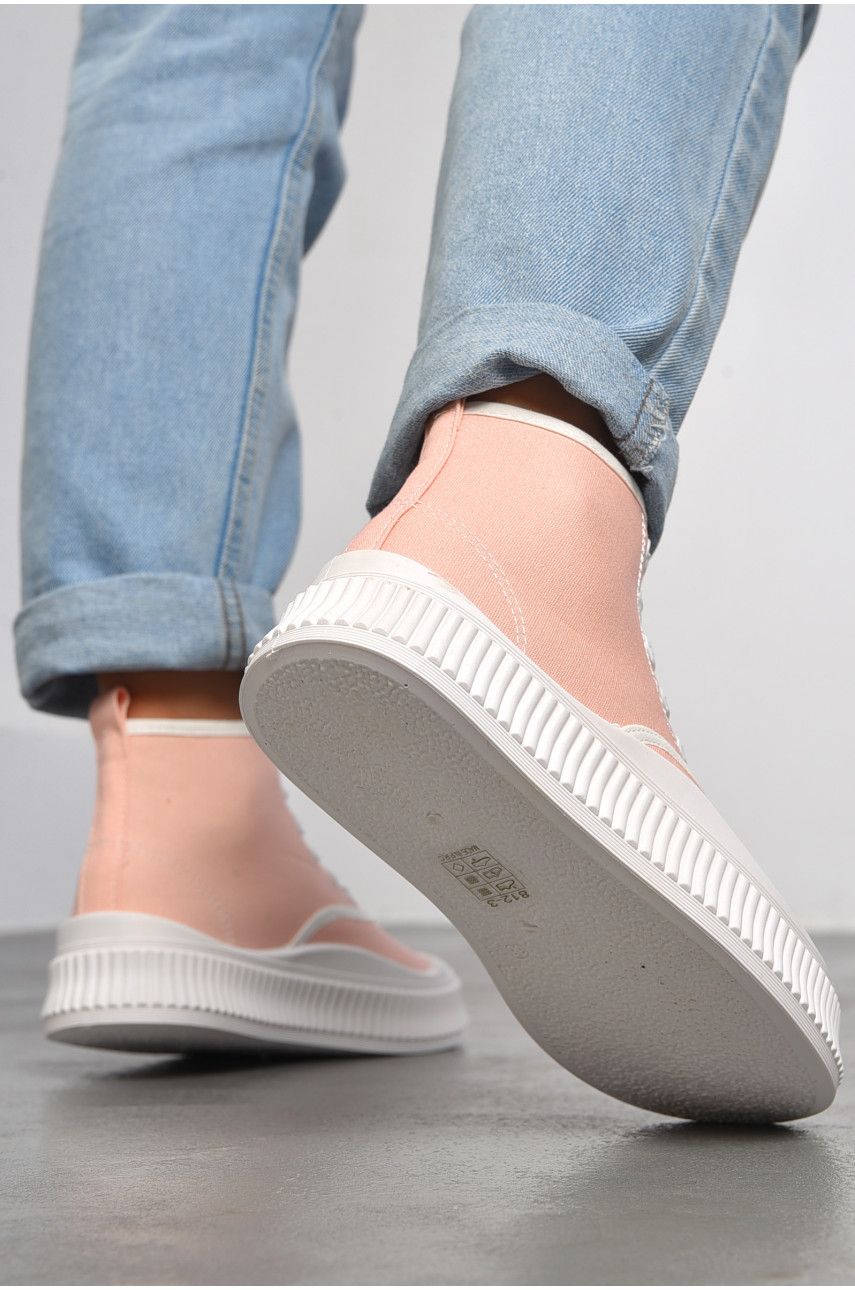 Кеди жіночі високі рожевого кольору на шнурівці 812-3 183136