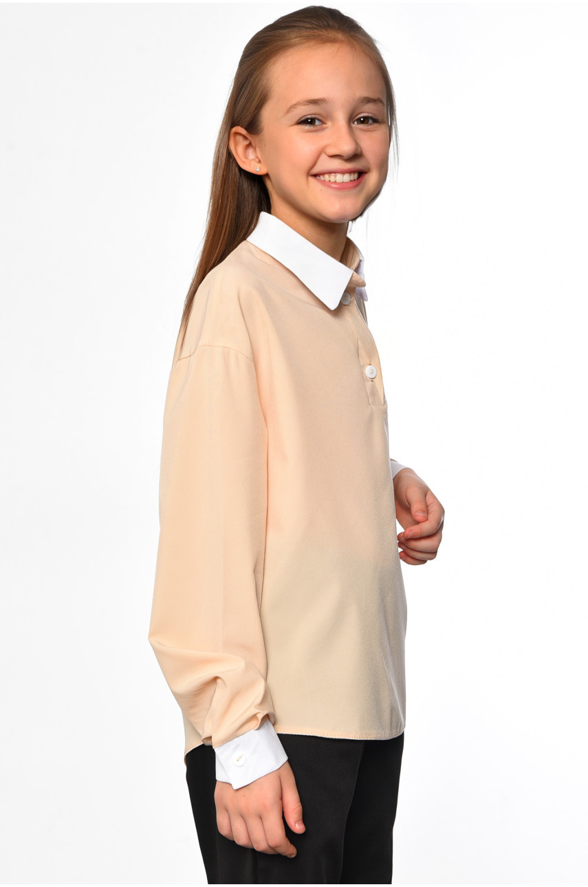 Блуза подростковая для девочки бежевого цвета 183146