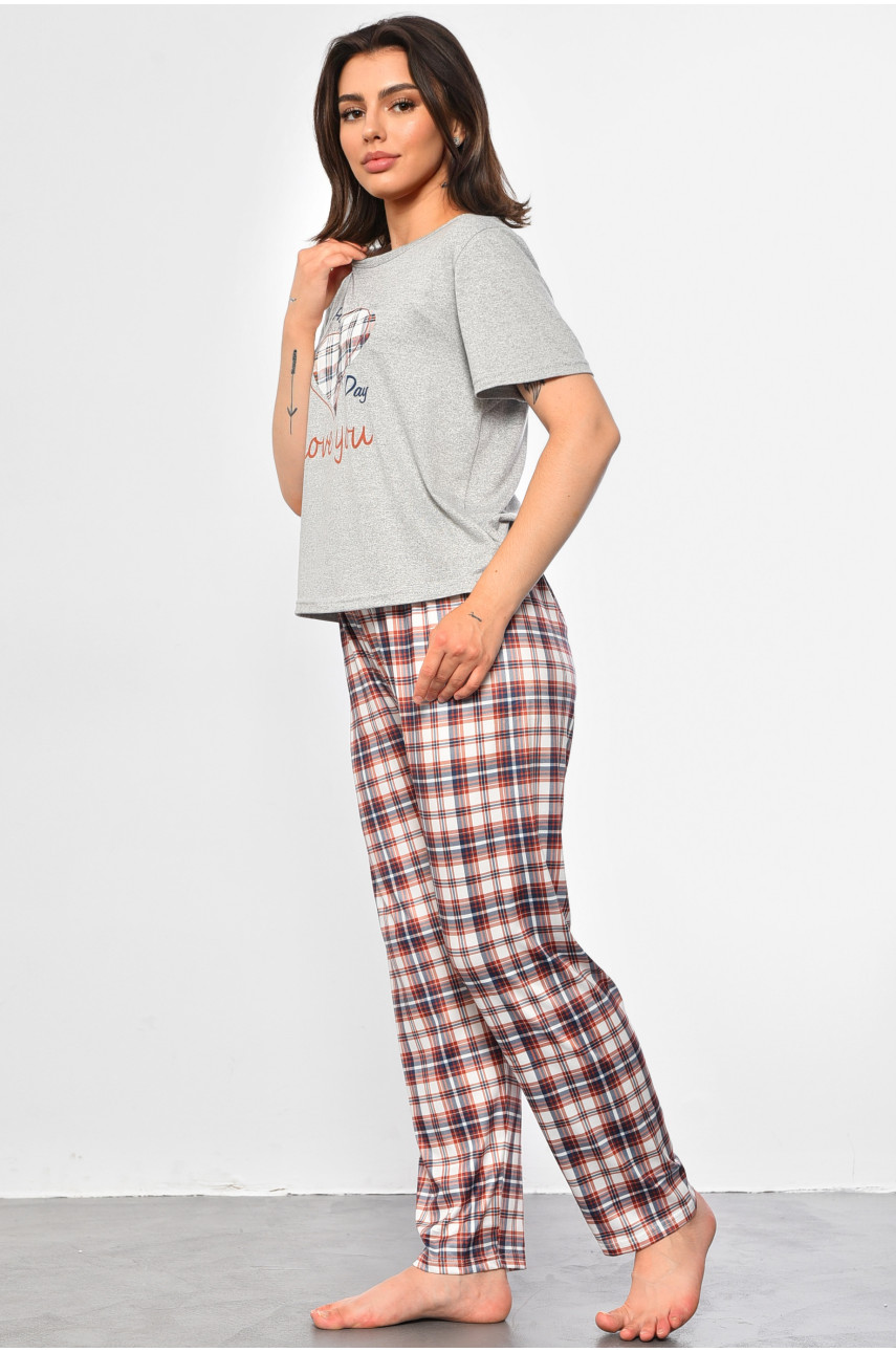 Піжама жіноча сірого кольору з принтом 60008 183226