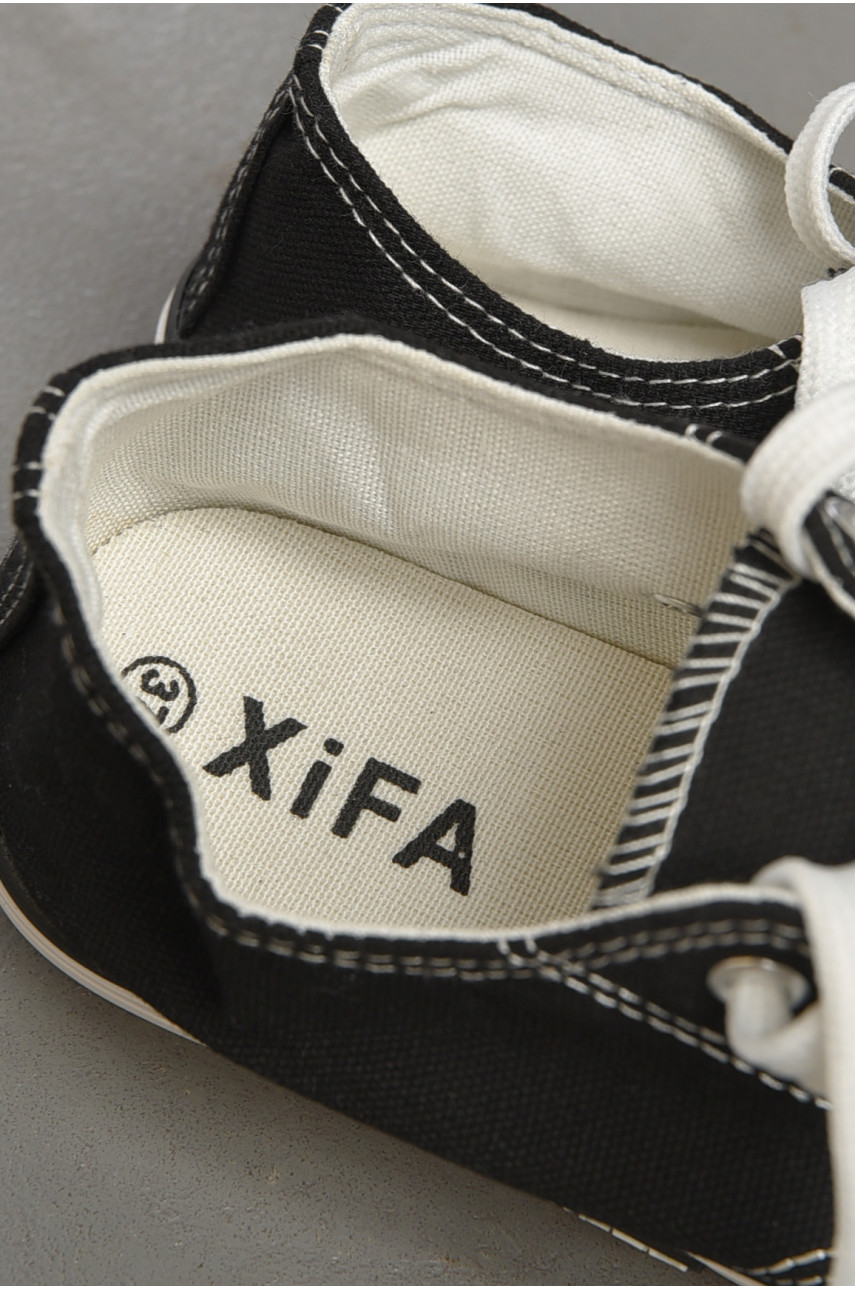 Кеды женские черного цвета на шнуровке текстиль 013-25 183282