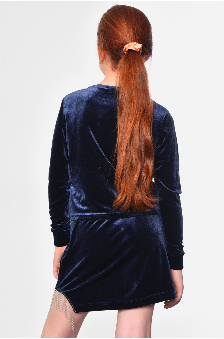 Костюм детский велюровый для девочки темно-синего цвета 183324