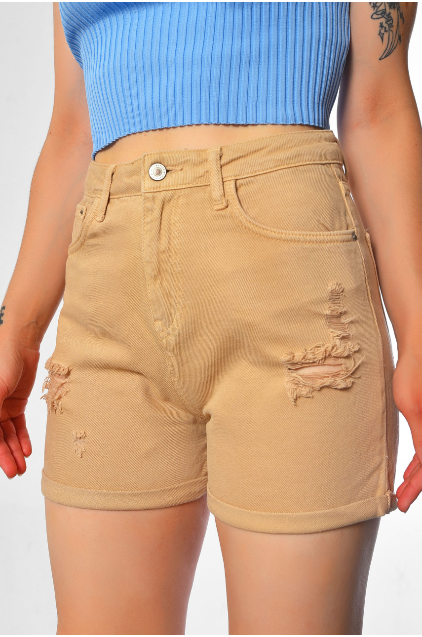 Шорты женские бежевого цвета 183438 Шорты женские бежевого цвета 183438