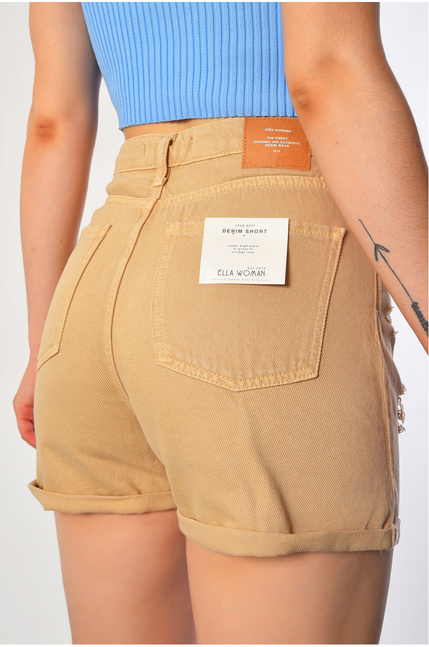 Шорты женские бежевого цвета 183438 Шорты женские бежевого цвета 183438