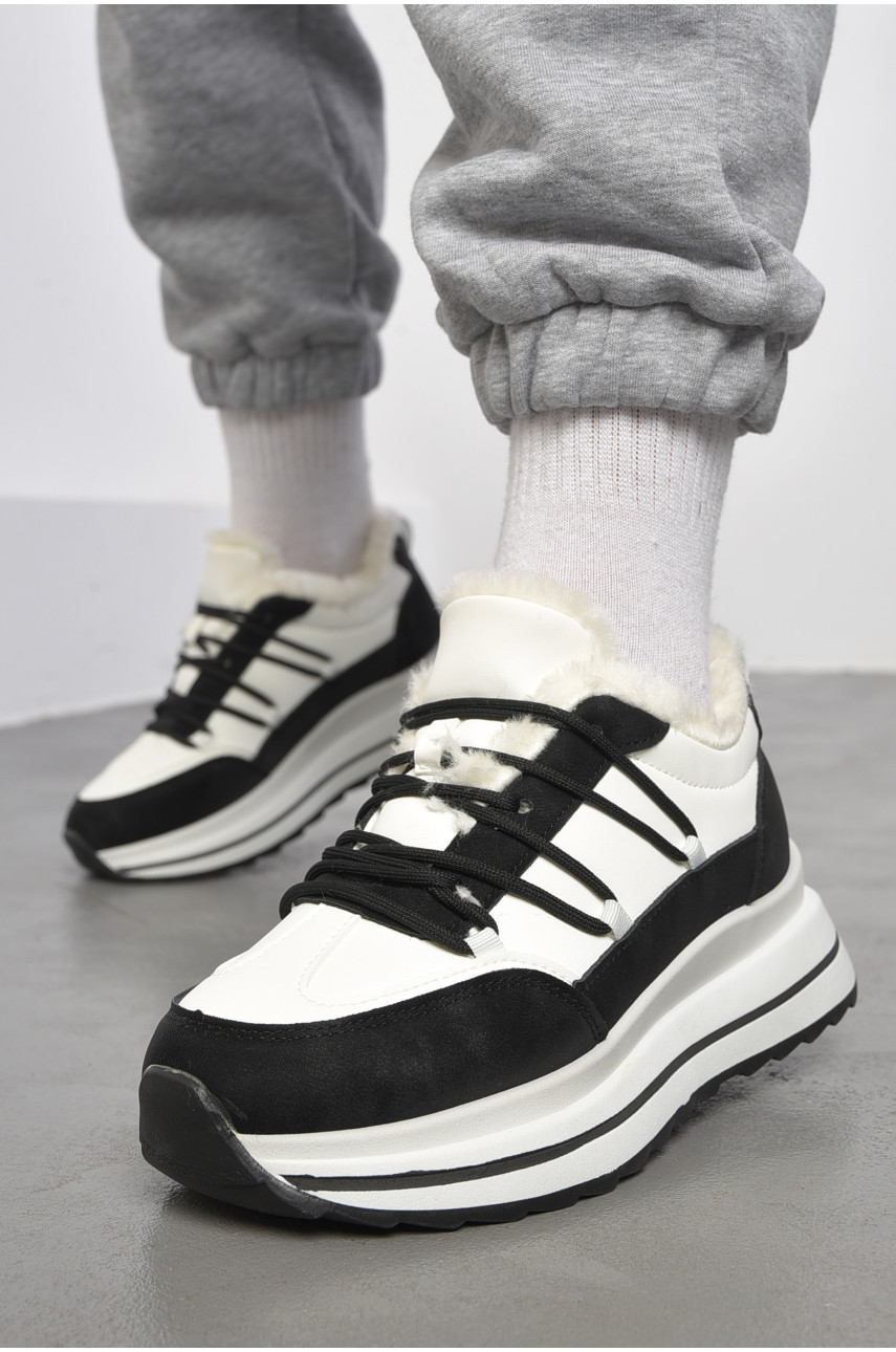 Кроссовки женские на меху черного цвета 546-259 183596